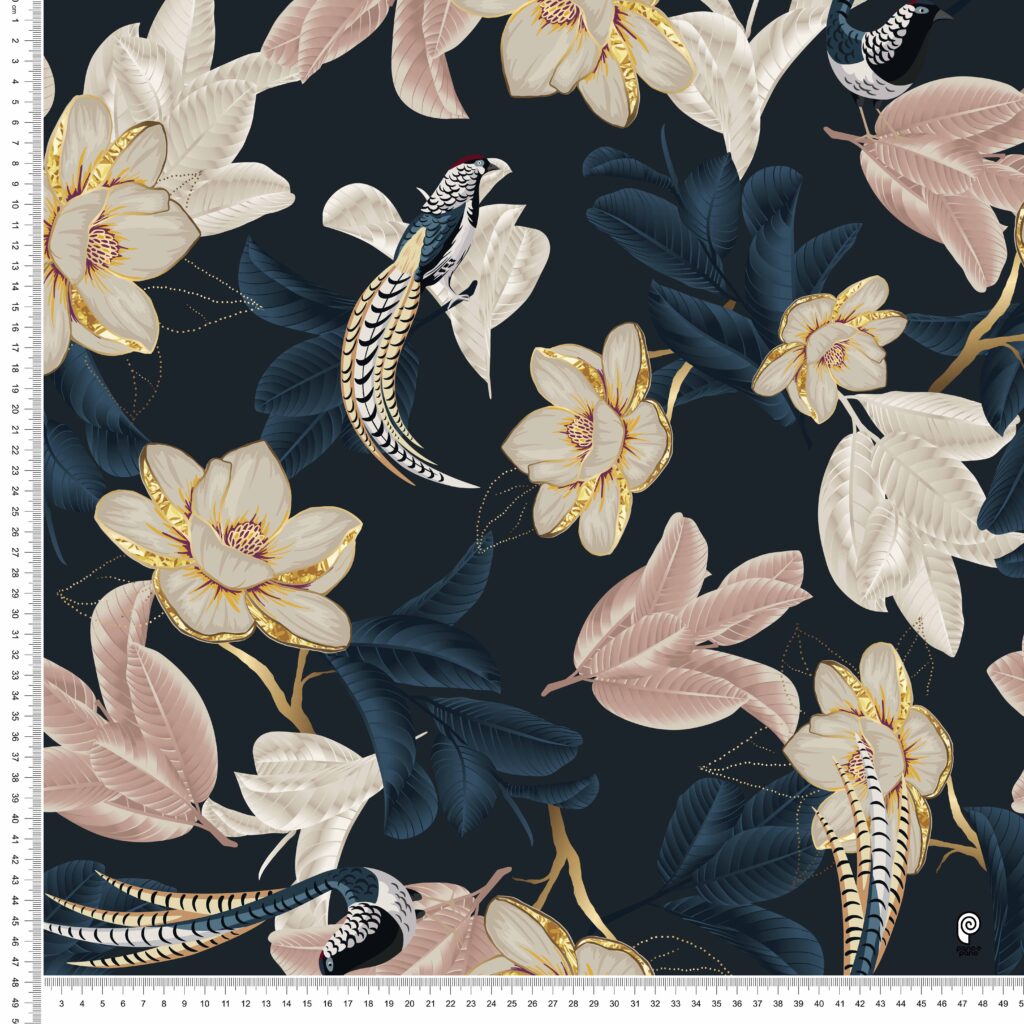 P&P035 Floral - Azul Marinho RÉGUA